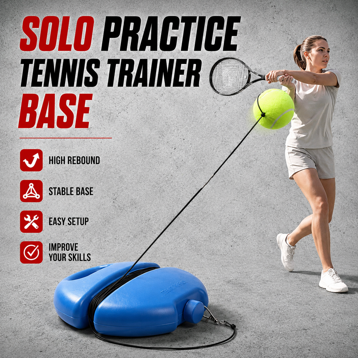 RallyBack Pro™ - Solo Tennis Rebound Trainer